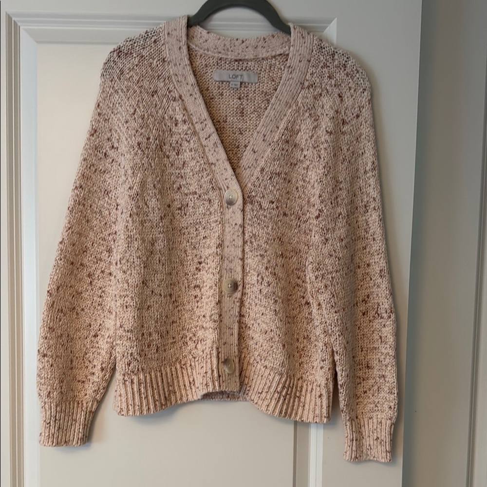 LOFT Pink Flecked Cardigan Sweater - NWOT